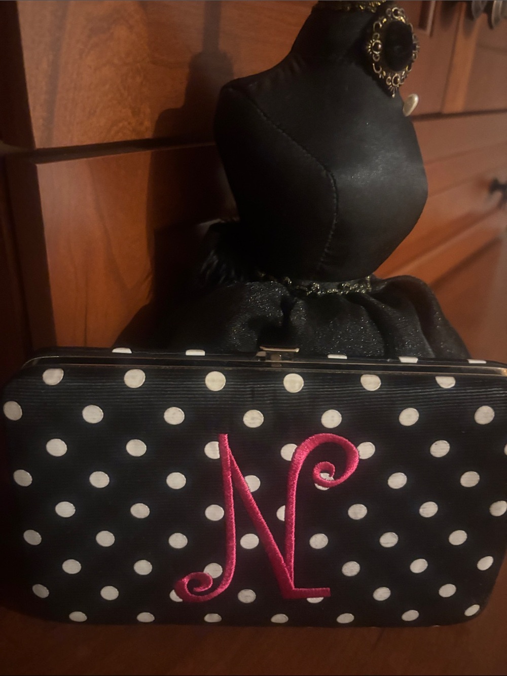 Mainstreet Collection Black Wallet - clutch Monogram Letter N